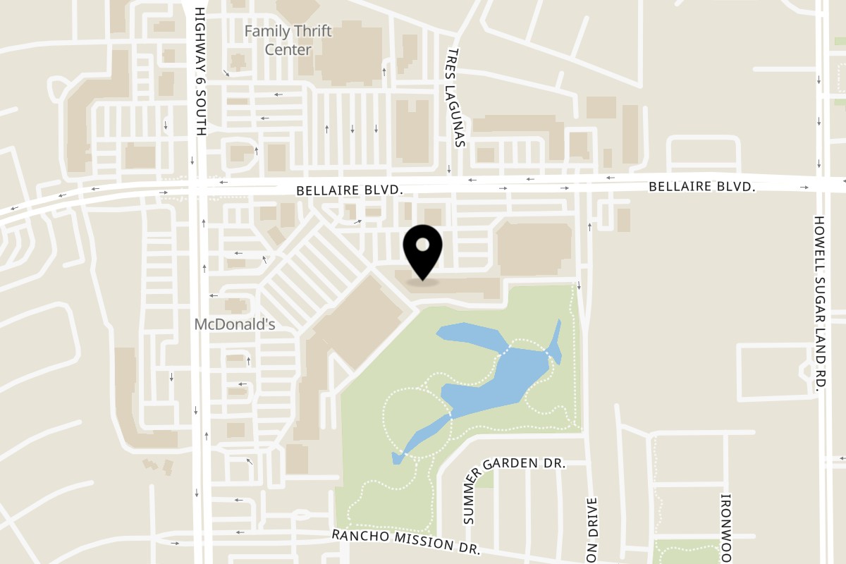 Map showing the location of Restaurant Comedor Catracho on 14447 Bellaire Blvd in Houston